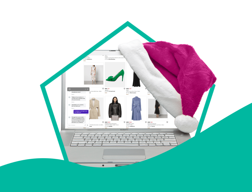 Online retail shopping store with Santa hat